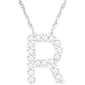 (R) Tamborat Jewelry 10k White Gold Plated Initial Necklaces